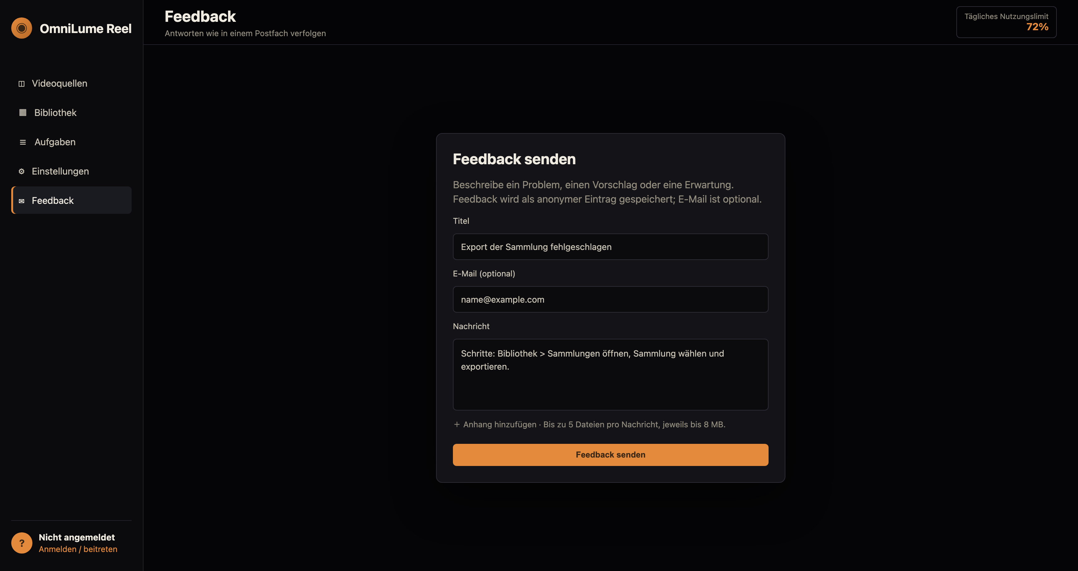 Feedback senden