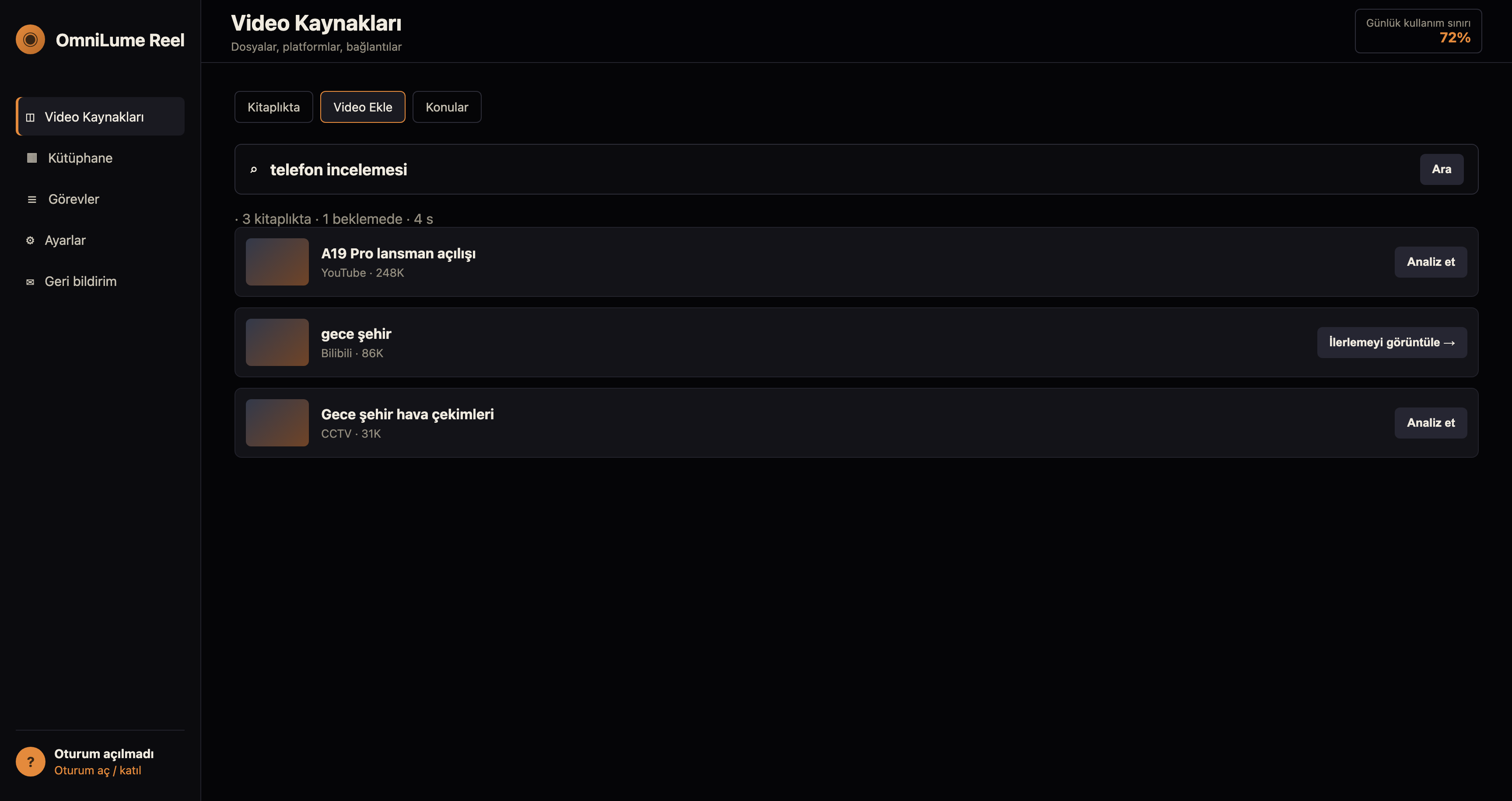 Platform videolarını bulun
